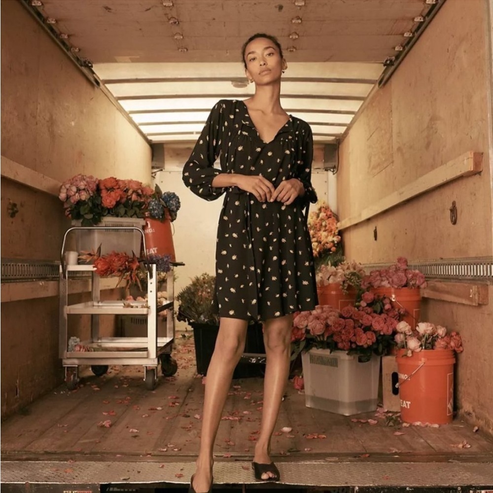MADEWELL tie-waist mini dress in french daisies - Picture 10 of 11